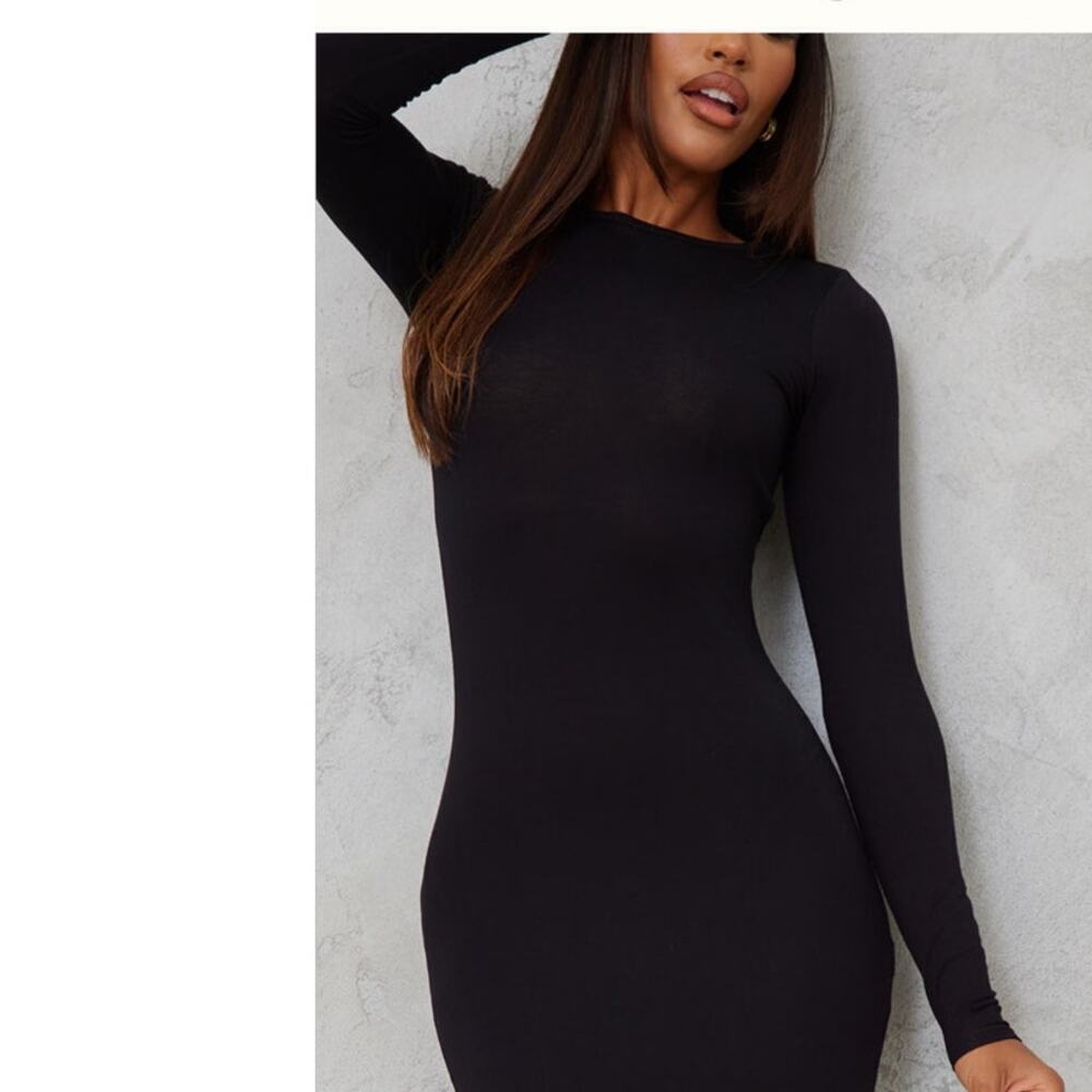 NWT Pretty little thing basic black ribbed long sleeve dress 6 - Picture 3 of 11